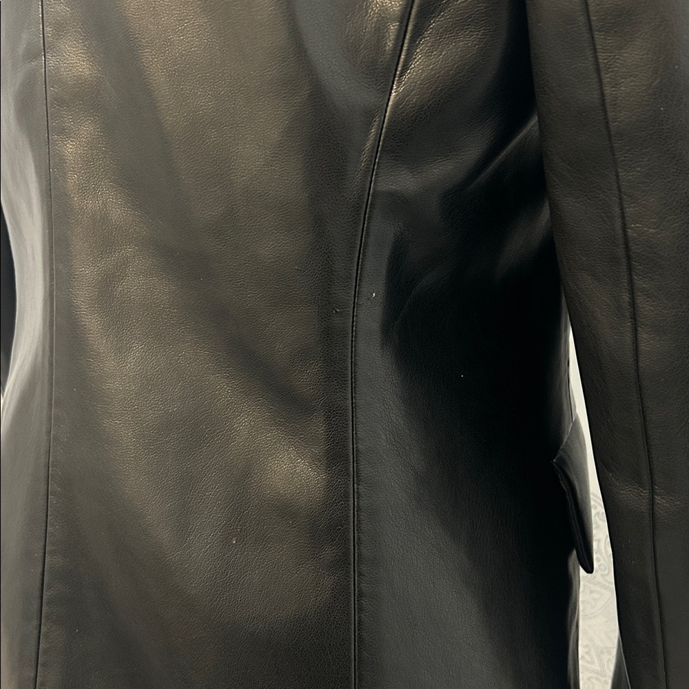 Mango Black Faux Leather Tailored Blazer Jacket Dark Academia Women Medium M - Picture 11 of 16